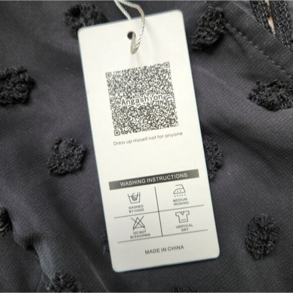 Angashion Black Shorts Romper Womens Medium Swiss Dot Short Sleeves Snaps Summer - Picture 7 of 11